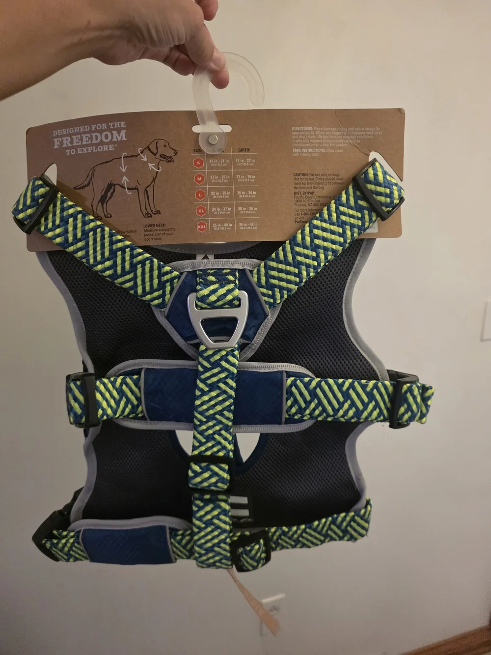 Arcadia Dog Harness - Blue with Lime Accent